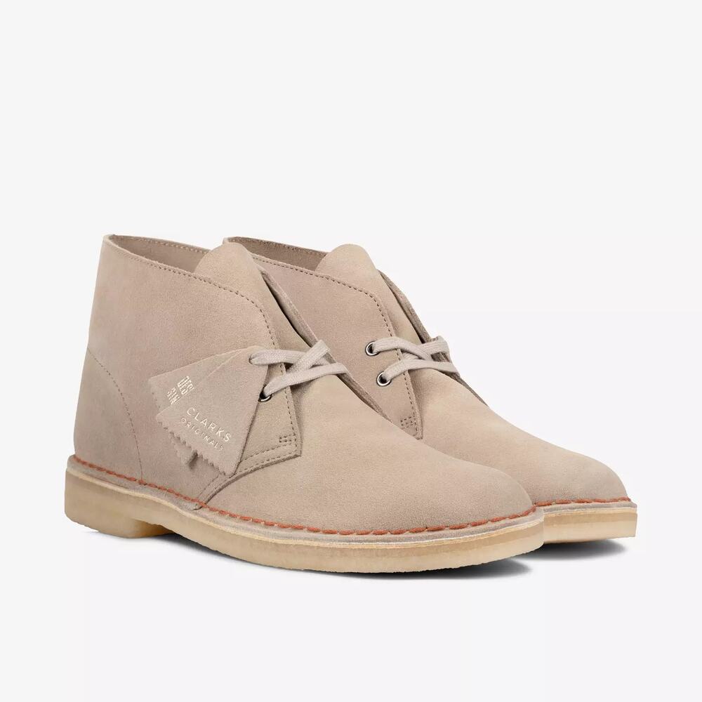 Clarks Desert Lace Up Round Toe Ankle Boot Sand Suede Womens Size US 7M NWOT